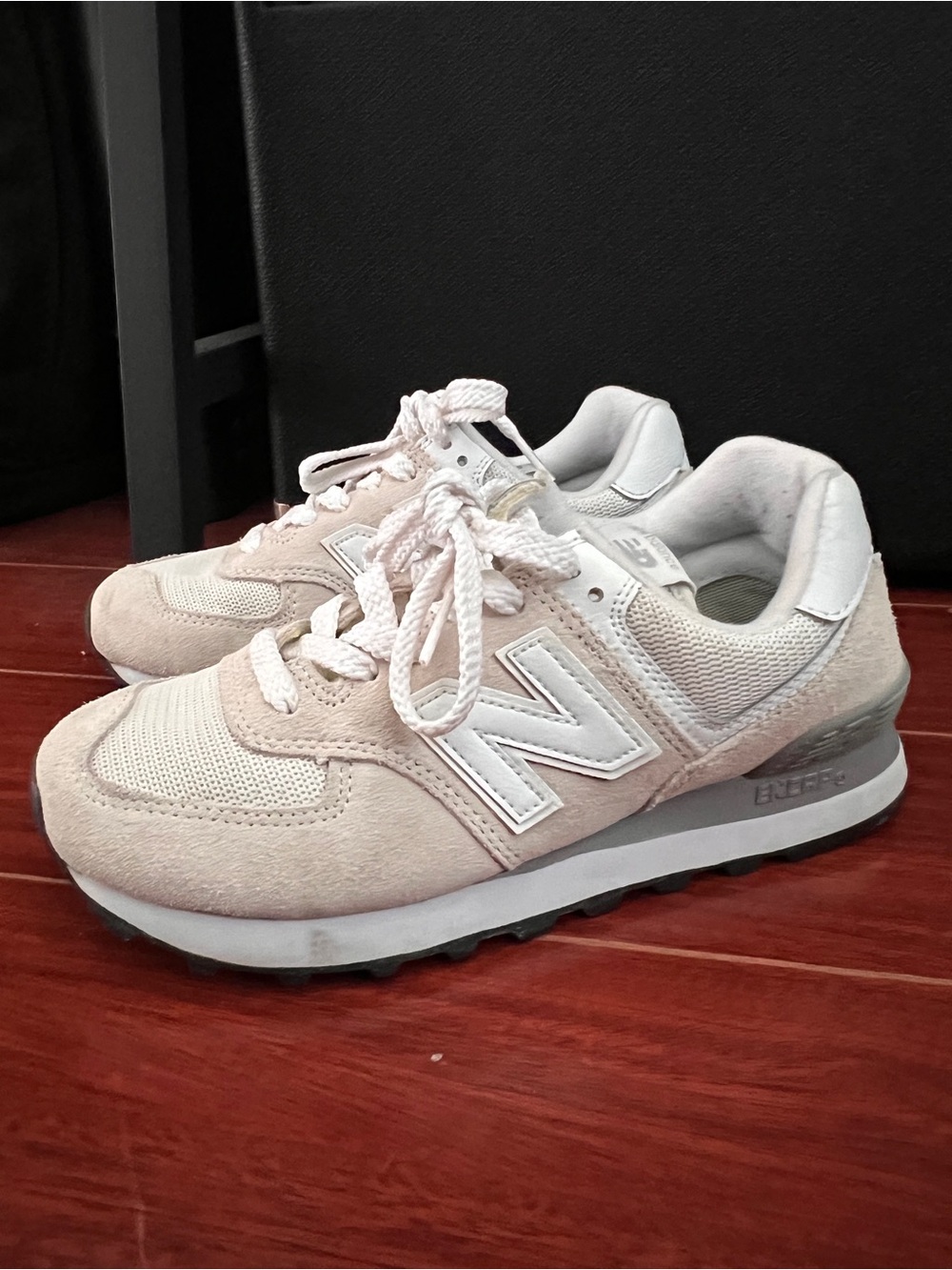 New Balance Light Beige and White 574 Retro Sneakers